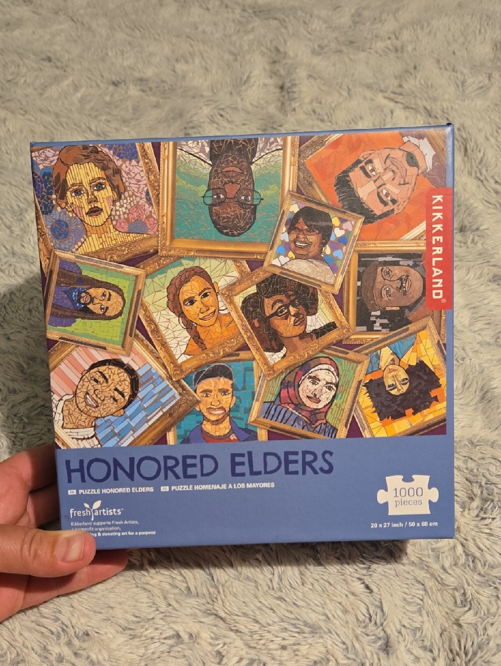 NEW Kikkerland -  Honored Elders 1000-Piece Puzzle With Kid's Artwork